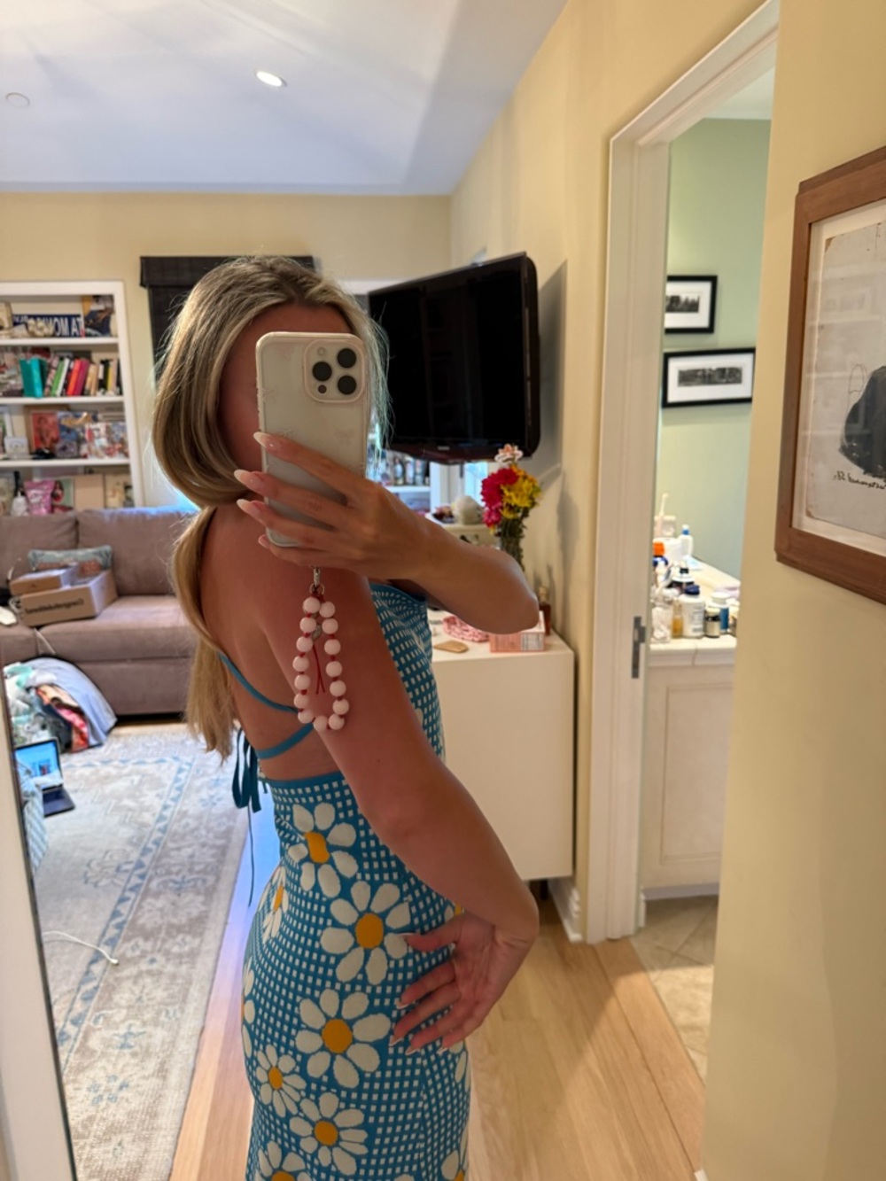 Zara Blue Daisy Knit Mini Dress - Picture 2 of 5